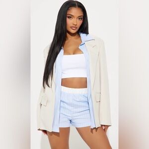 FASHION NOVA Kenzie Blazer Boxer Short Set - Taupe/combo